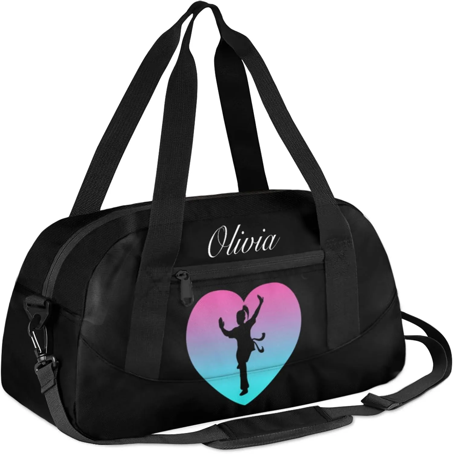 Personalized Sport Duffel Bag Custom Martial Art Sports Bag with Name Travel Overnight Shoulder Bags Customized Gifts for Women Men, Pink Blue