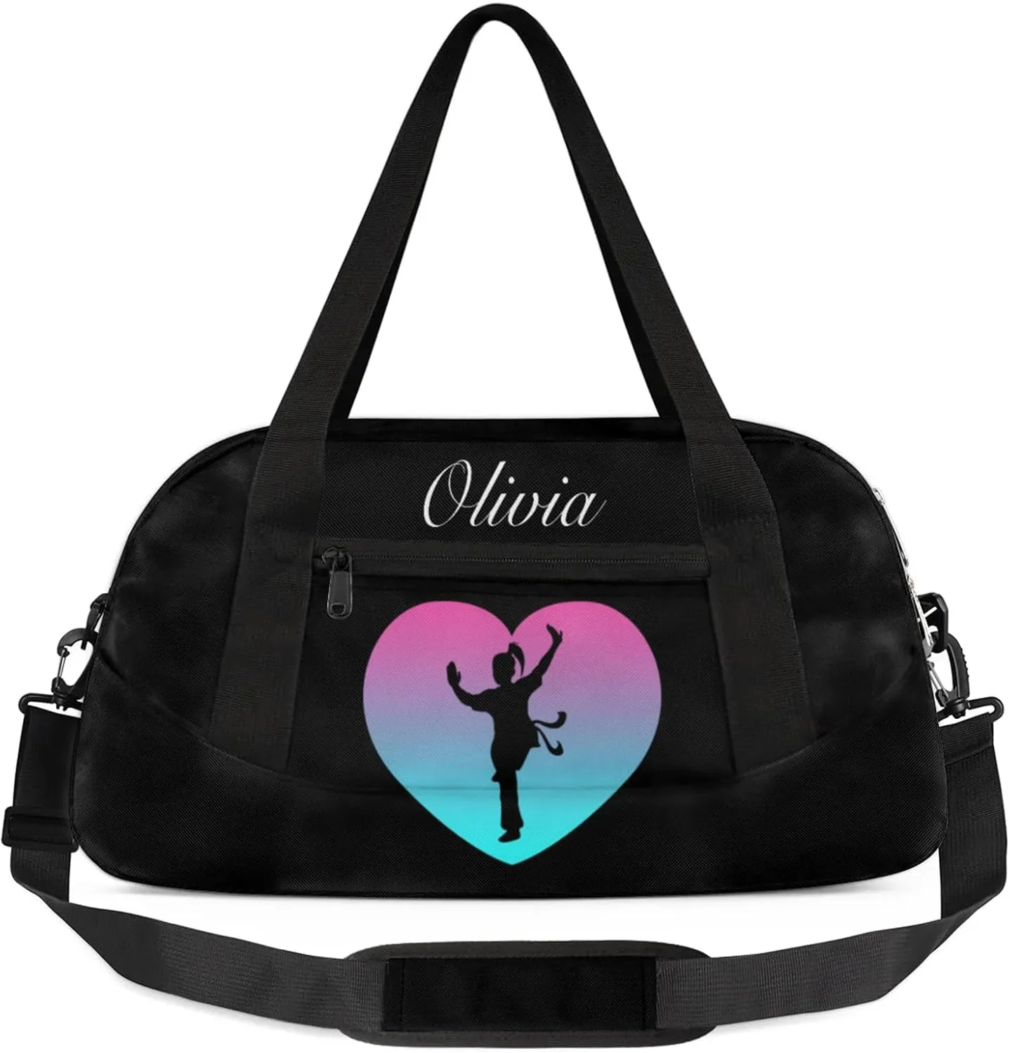 Personalized Sport Duffel Bag Custom Martial Art Sports Bag with Name Travel Overnight Shoulder Bags Customized Gifts for Women Men, Pink Blue