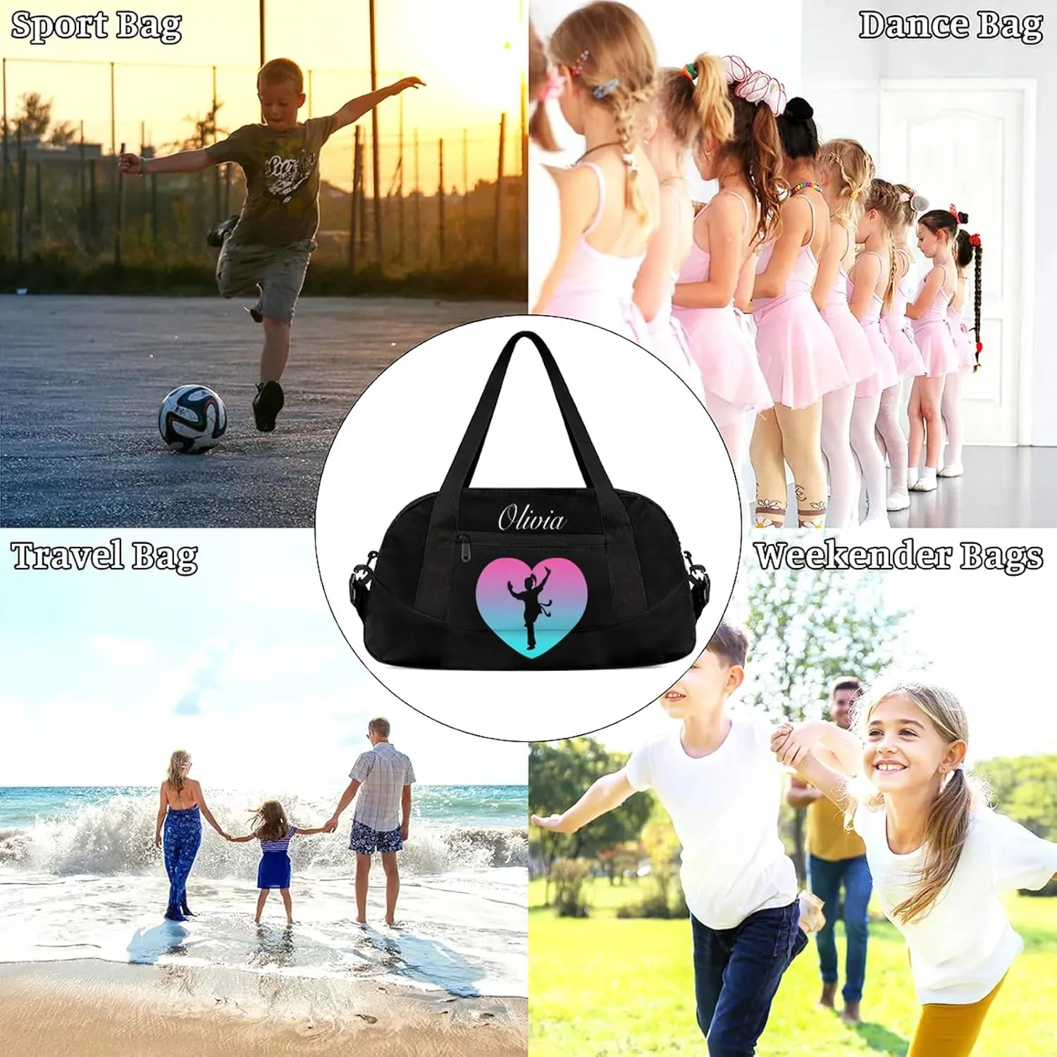 Personalized Sport Duffel Bag Custom Martial Art Sports Bag with Name Travel Overnight Shoulder Bags Customized Gifts for Women Men, Pink Blue
