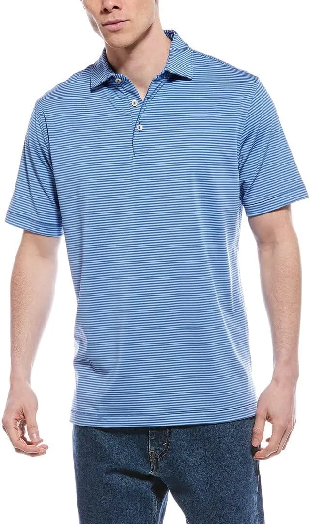 PETER MILLAR Mens Hales Performance Jersey Polo Shirt, M, Blue