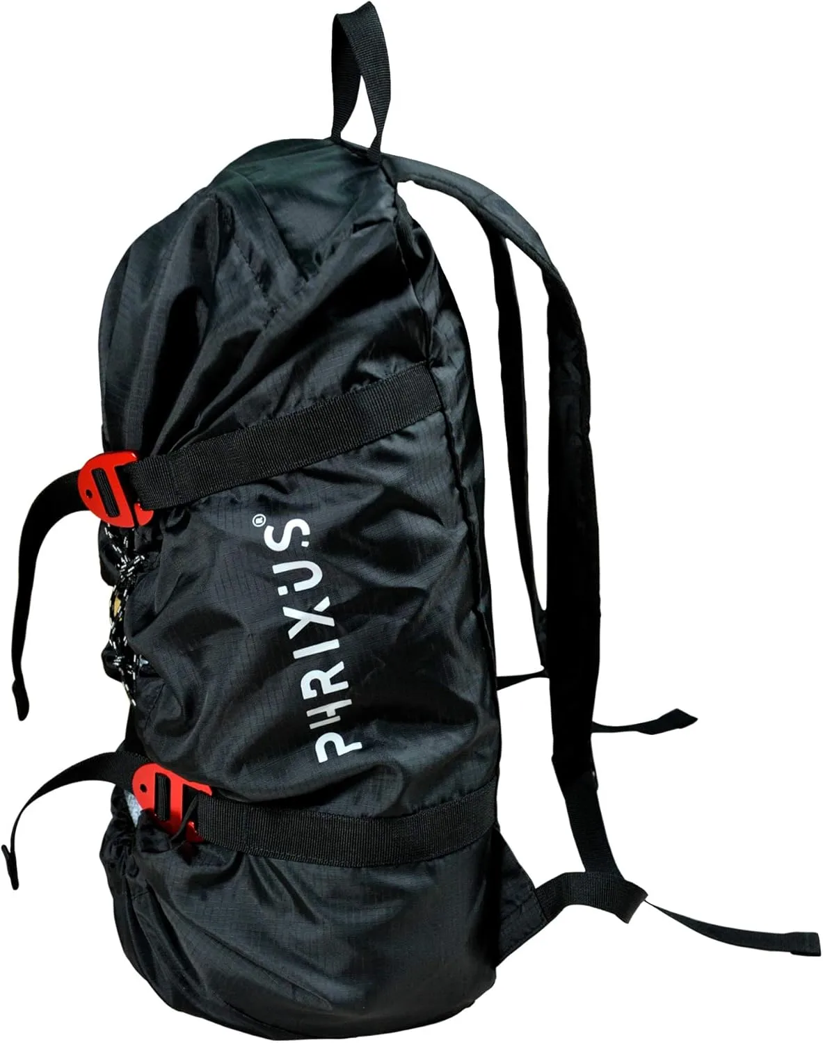 PHRIXUS Backpack, Classic Rope Bag with Water-Resistant Folding Shoulder Straps, 500D Oxford, Large Capacity for 80m Climbing Rope, Black