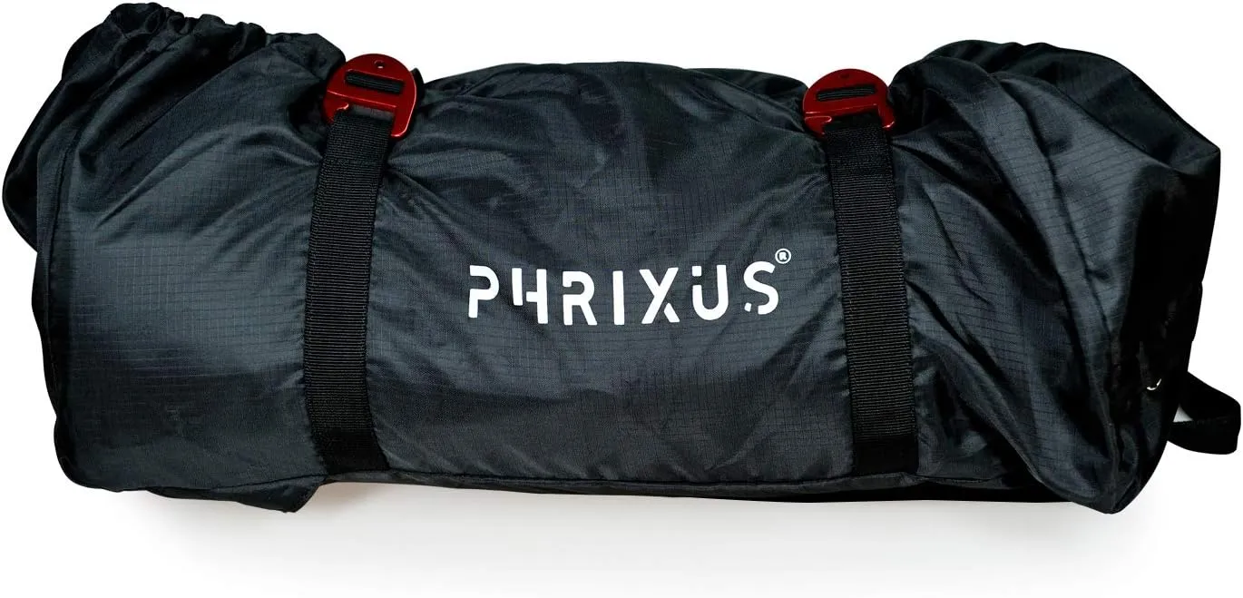 PHRIXUS Backpack, Classic Rope Bag with Water-Resistant Folding Shoulder Straps, 500D Oxford, Large Capacity for 80m Climbing Rope, Black
