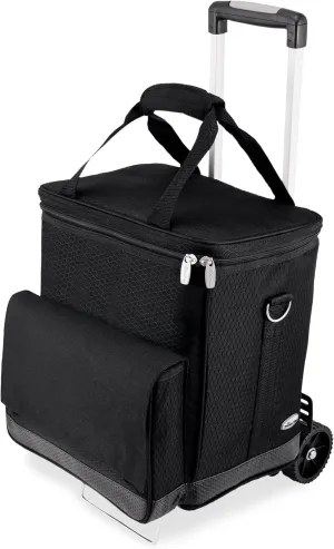 PICNIC TIME Cellar 6-Bottle Wine Carrier & Cooler Tote, Insulated Padded Cooler Bag for Travel, Portable Water-Resistant Bag, Black with Gray Accents
