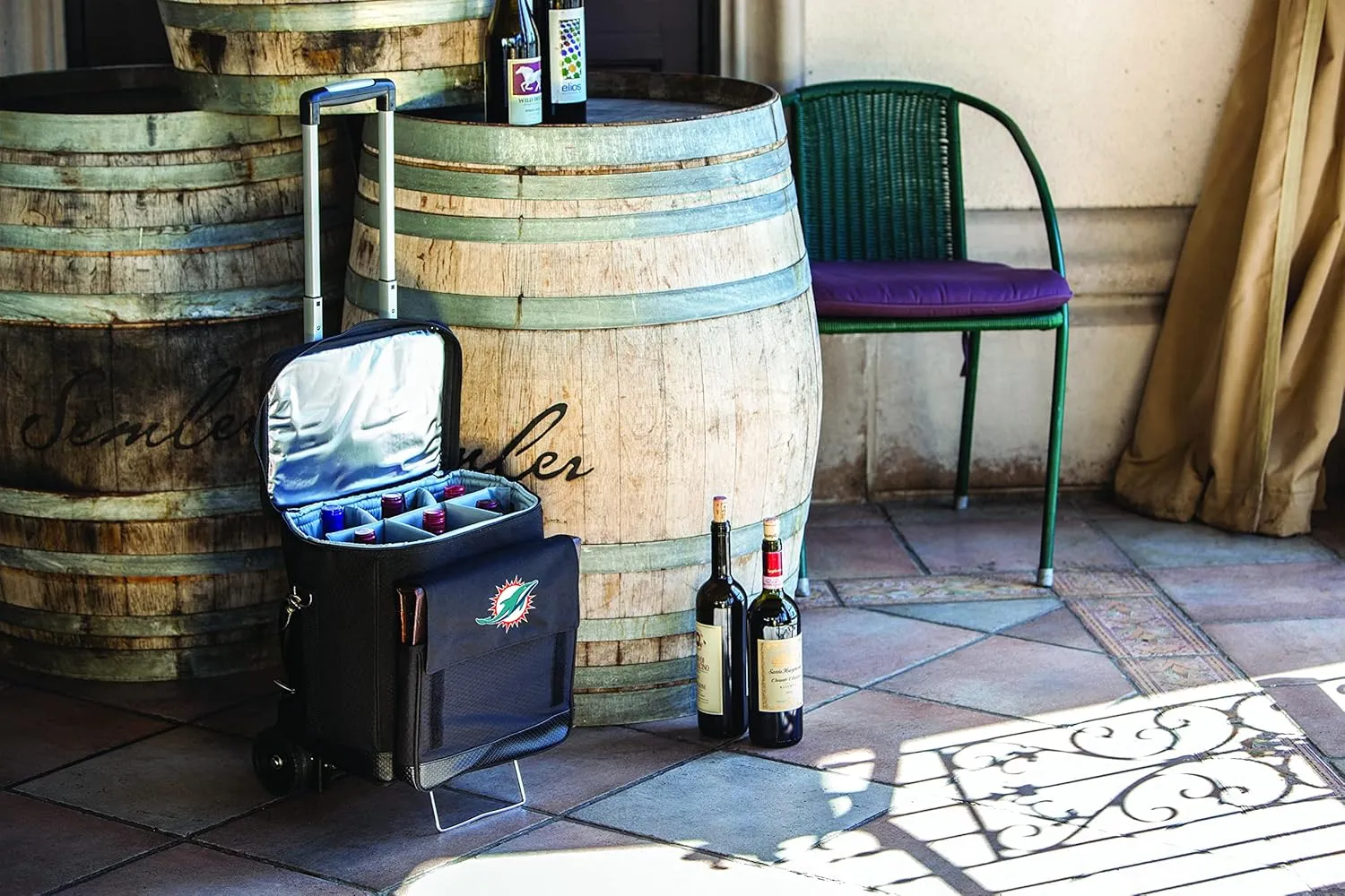 PICNIC TIME NFL Unisex-Adult NFL Cellar 6-Bottle Wine Carrier & Cooler Tote with Trolley