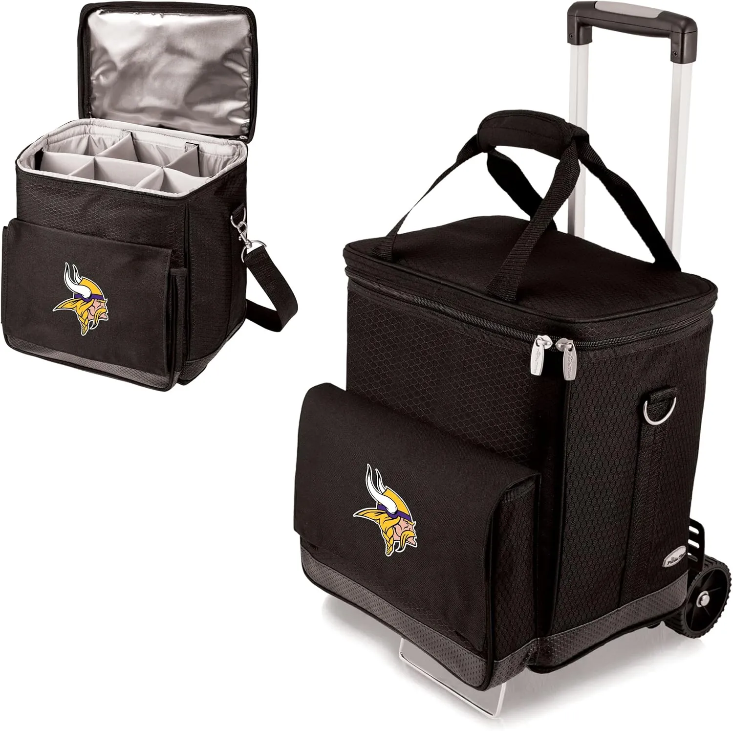 PICNIC TIME NFL Unisex-Adult NFL Cellar 6-Bottle Wine Carrier & Cooler Tote with Trolley