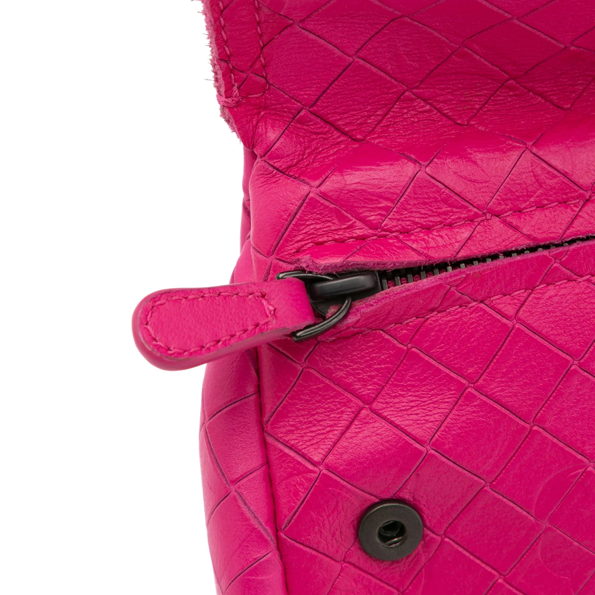 Pink Bottega Veneta Small Calfskin Intrecciomirage Embossed Butterfly Chain Crossbody