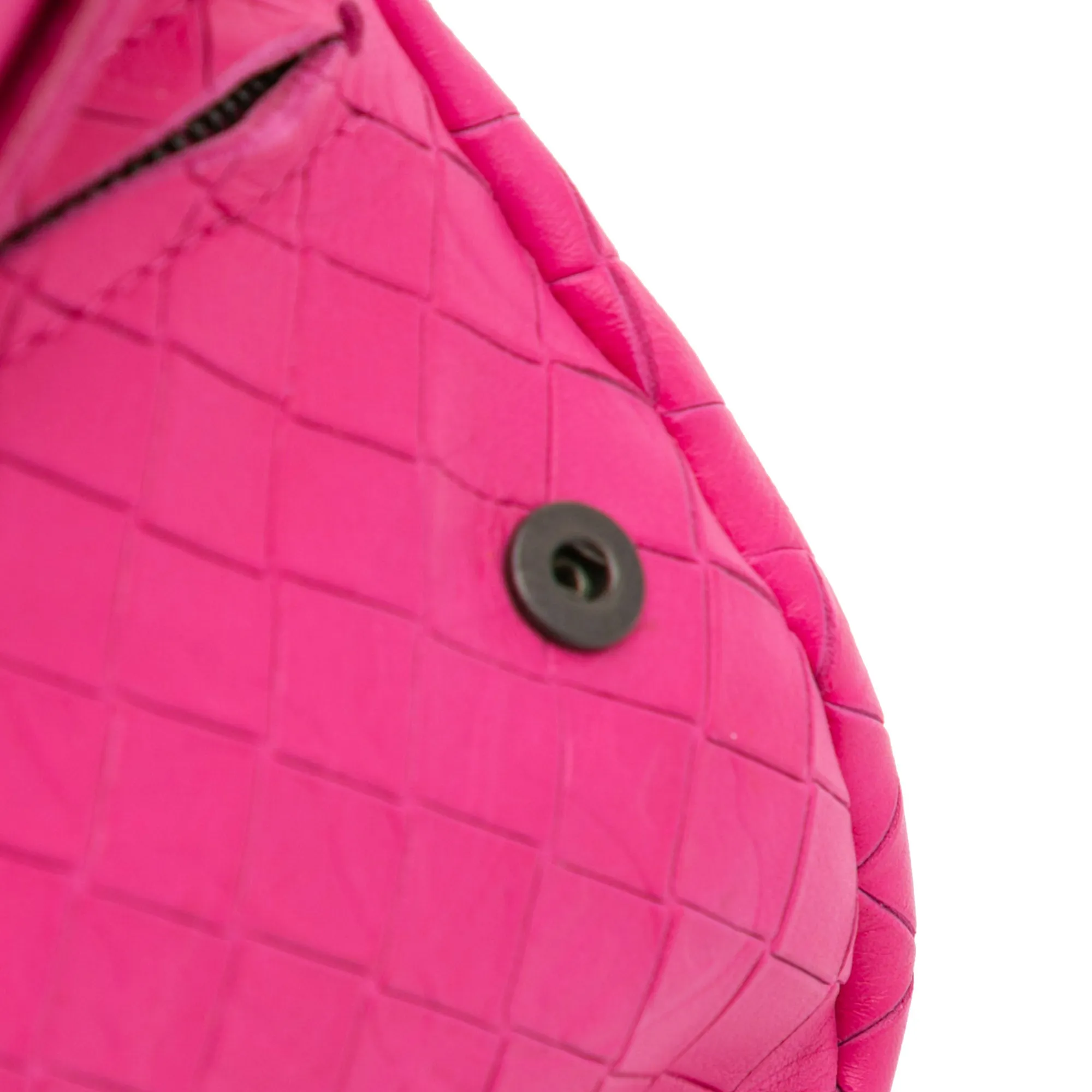 Pink Bottega Veneta Small Calfskin Intrecciomirage Embossed Butterfly Chain Crossbody