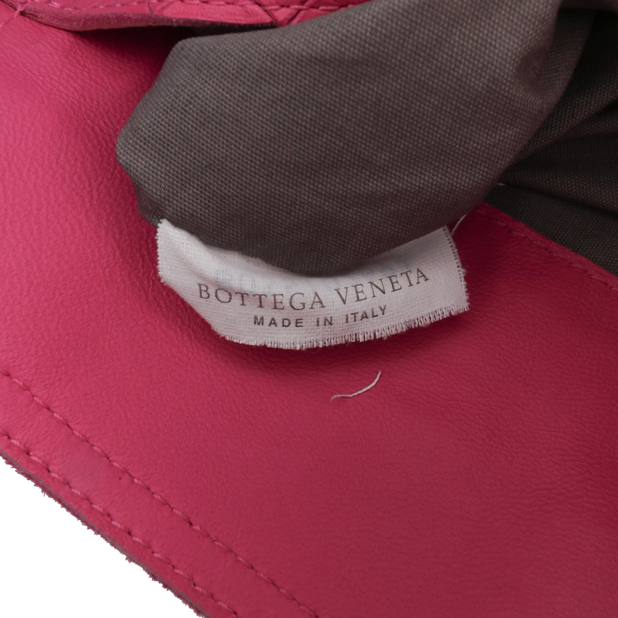 Pink Bottega Veneta Small Calfskin Intrecciomirage Embossed Butterfly Chain Crossbody