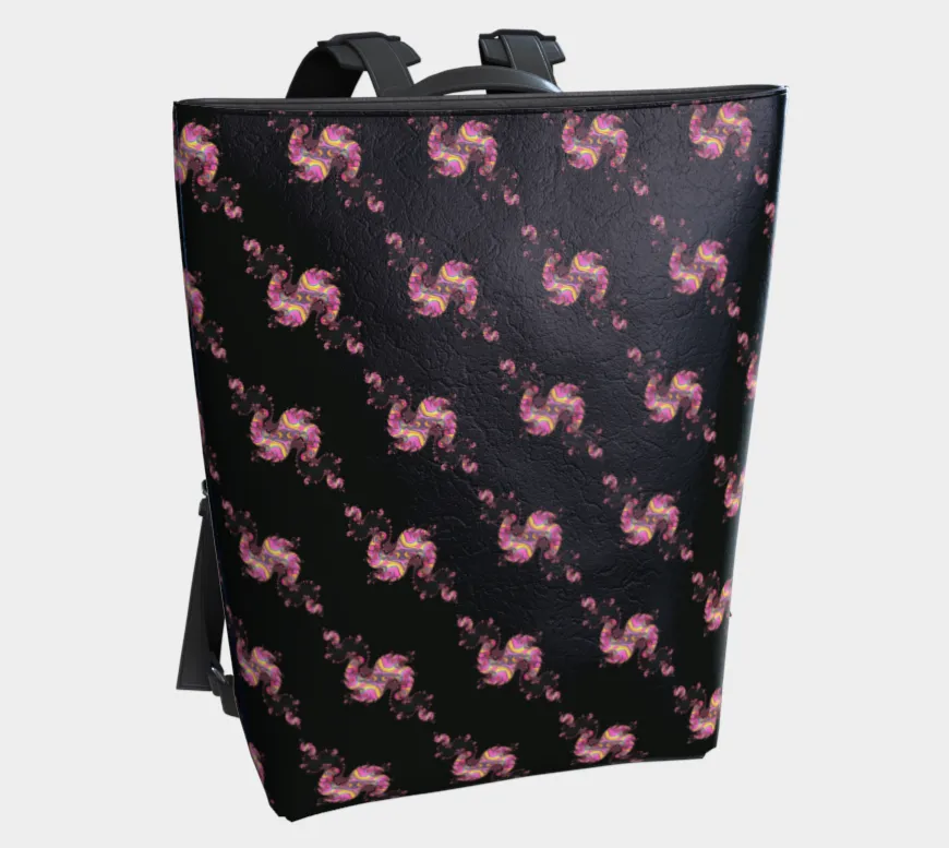 Pink Paisley Pattern Vegan Leather Backpack