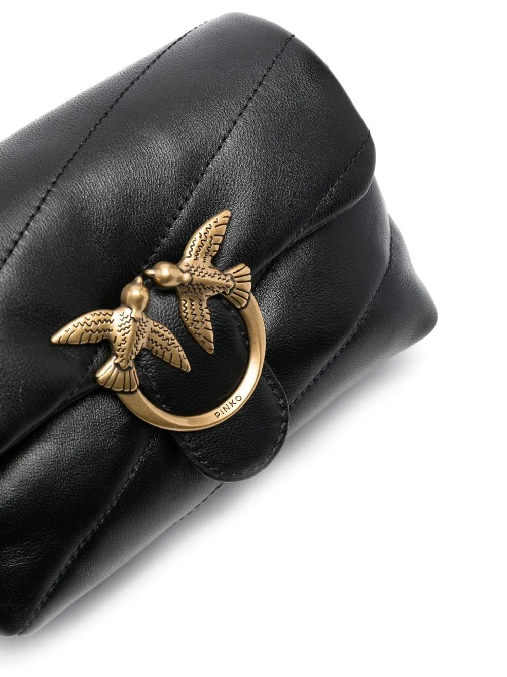 Pinko Love Puff Antique Gold Black Quiltad väska