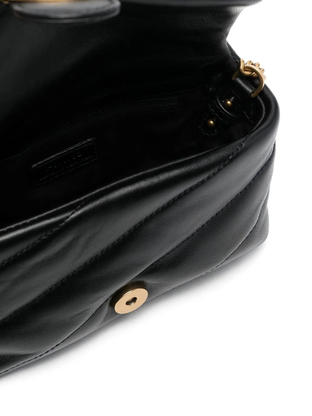 Pinko Love Puff Antique Gold Black Quiltad väska
