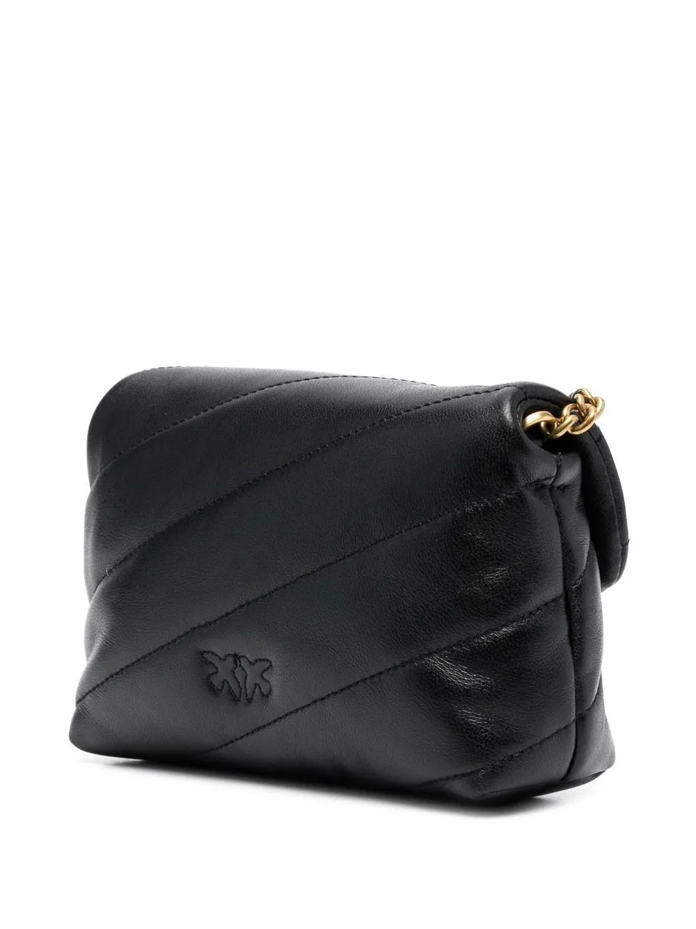 Pinko Love Puff Antique Gold Black Quiltad väska