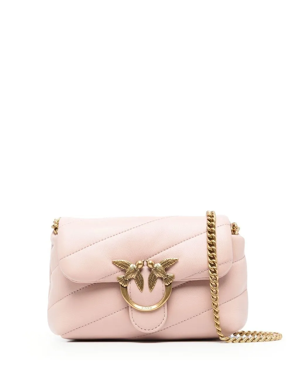 Pinko Love Puff Pink Antique Gold Shoulder Bago