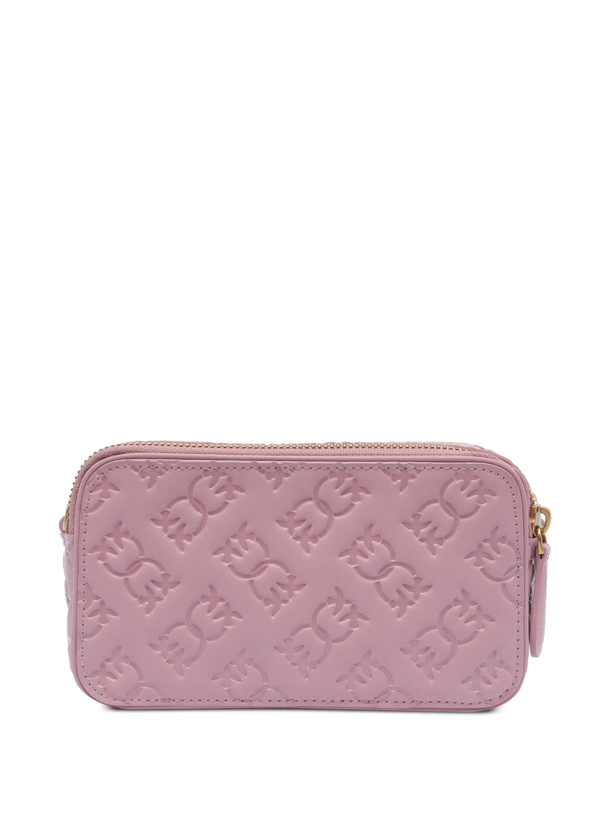 Pinko Pink Antique Gold Leather Camera Bag