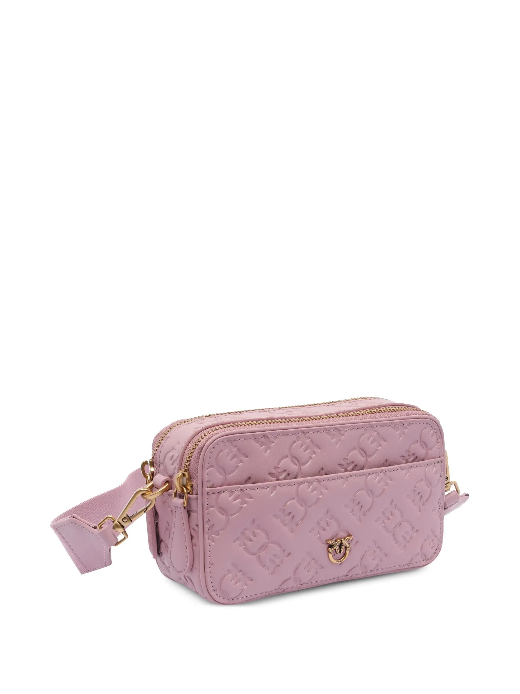 Pinko Pink Antique Gold Leather Camera Bag