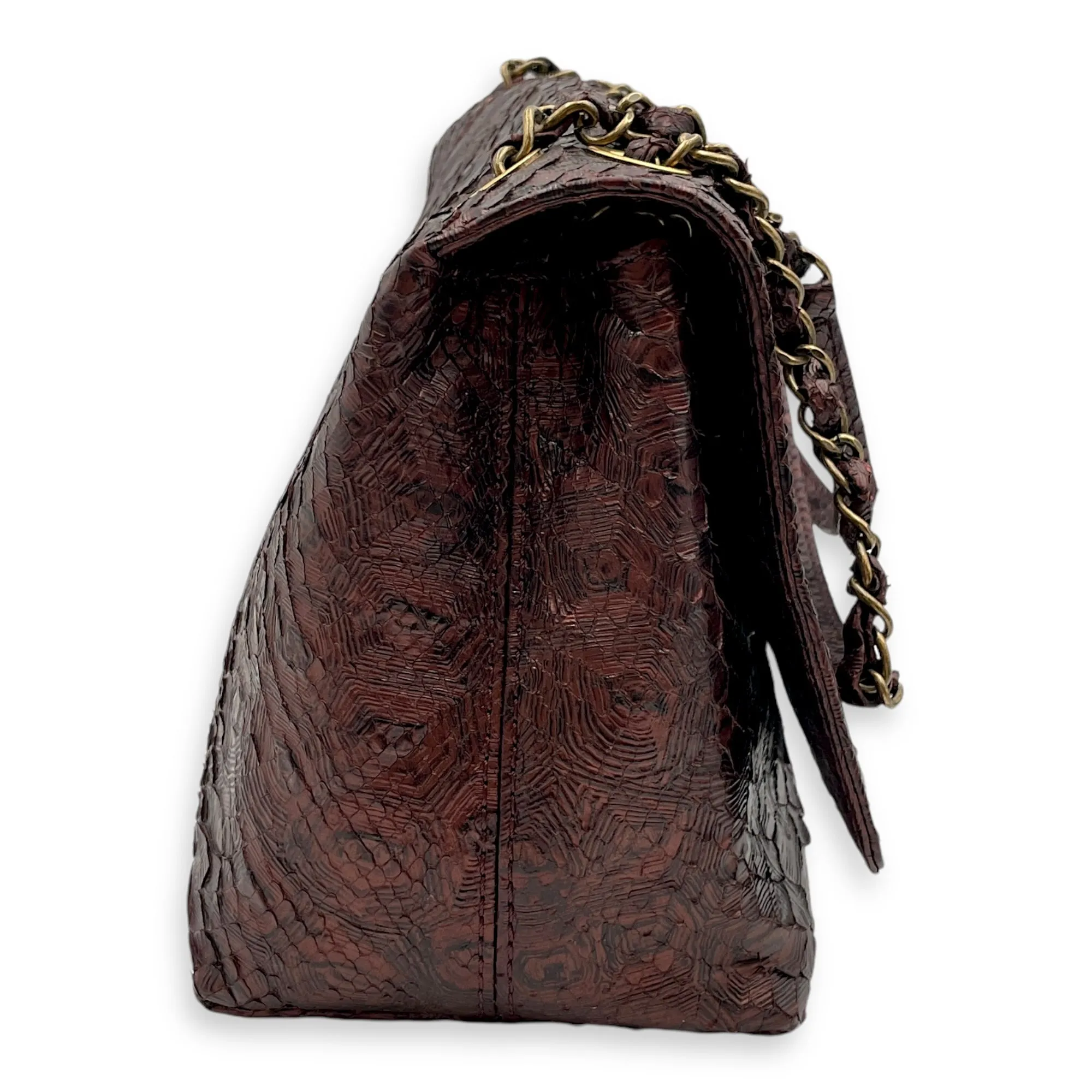 Pocket-friendly Big savings Gold hardware Leather, Shoulder 29x18x12cm Python in Flap Bag Burgundy Paris-Byzance Seasonal