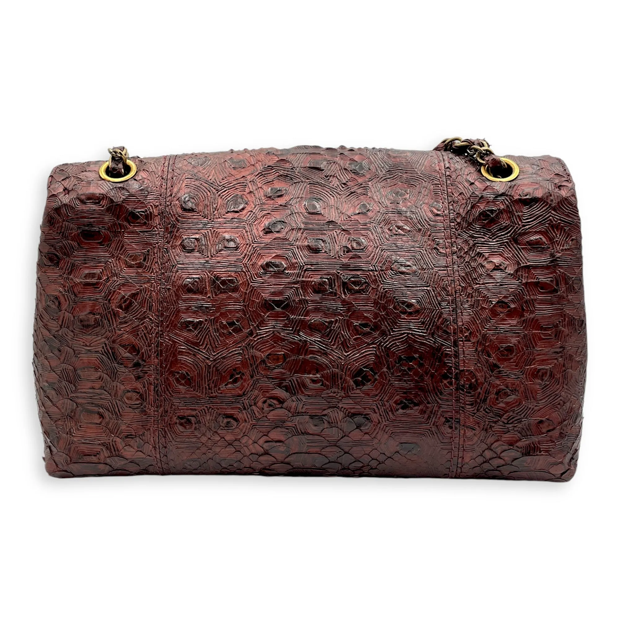 Pocket-friendly Big savings Gold hardware Leather, Shoulder 29x18x12cm Python in Flap Bag Burgundy Paris-Byzance Seasonal