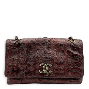 Pocket-friendly Big savings Gold hardware Leather, Shoulder 29x18x12cm Python in Flap Bag Burgundy Paris-Byzance Seasonal