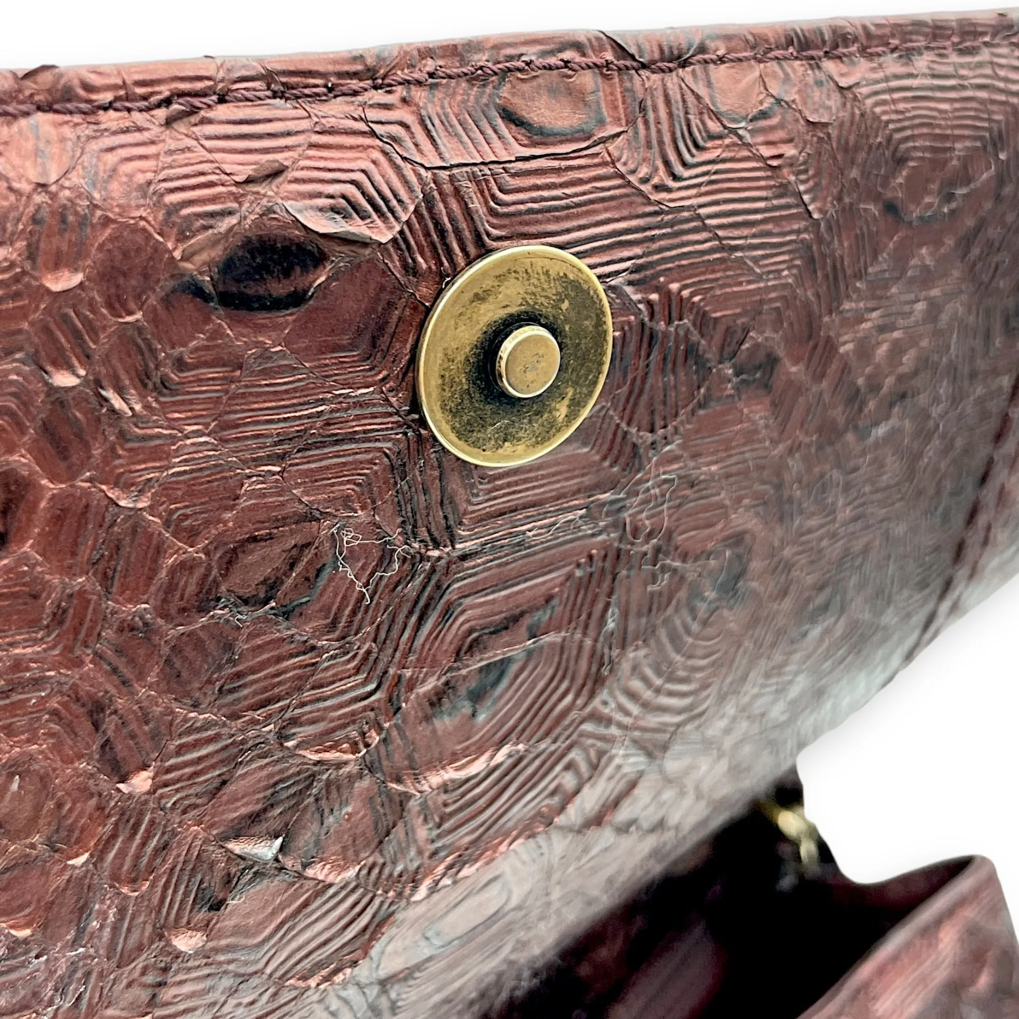 Pocket-friendly Big savings Gold hardware Leather, Shoulder 29x18x12cm Python in Flap Bag Burgundy Paris-Byzance Seasonal
