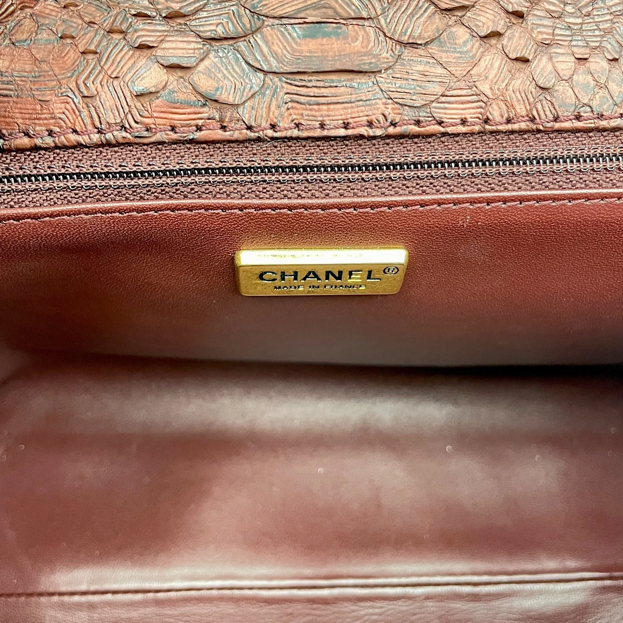 Pocket-friendly Big savings Gold hardware Leather, Shoulder 29x18x12cm Python in Flap Bag Burgundy Paris-Byzance Seasonal