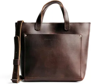 Portland Leather Goods Mini Crossbody Tote Bag for Women – Handmade from the Finest Full-Grain Hides – Adjustable Strap