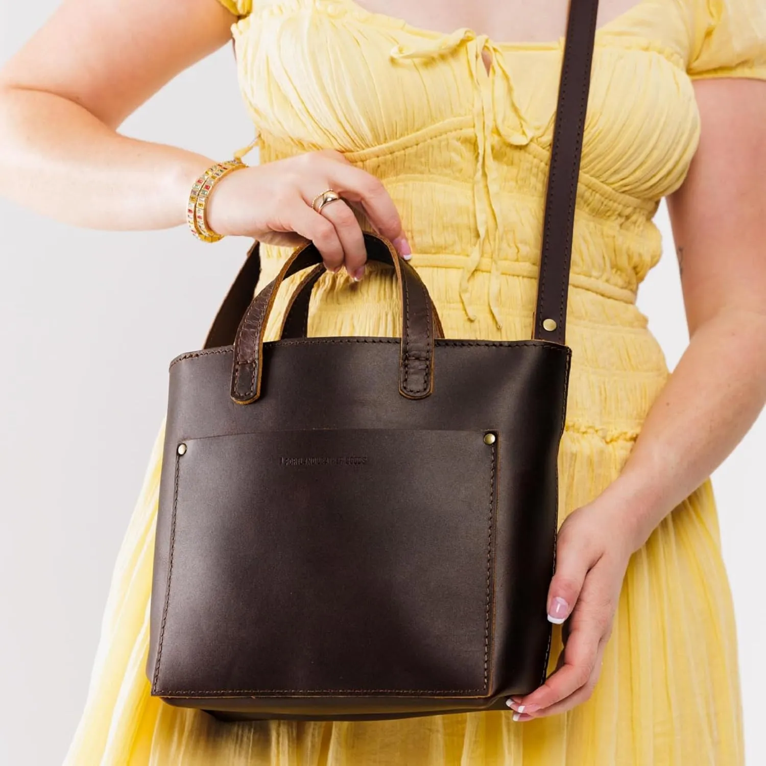 Portland Leather Goods Mini Crossbody Tote Bag for Women – Handmade from the Finest Full-Grain Hides – Adjustable Strap
