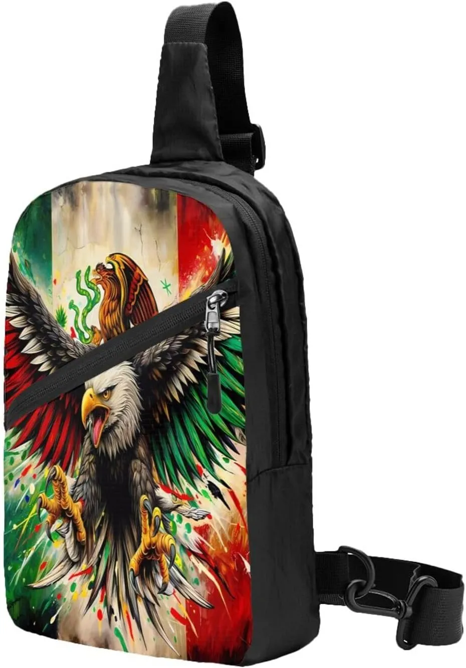 Powerful Mexican Art Eagle Flag Crossbody Bag Portable Sling Bags Foldable Chest Daypack Reusable Sports Shoulder Backpack Diagonally Casual Rucksack Travel Bag