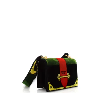 Prada Cahier Crossbody Bag Printed Velvet Small