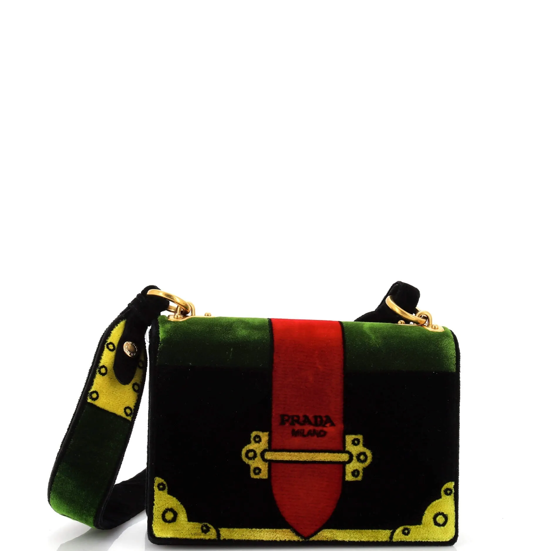 Prada Cahier Crossbody Bag Printed Velvet Small
