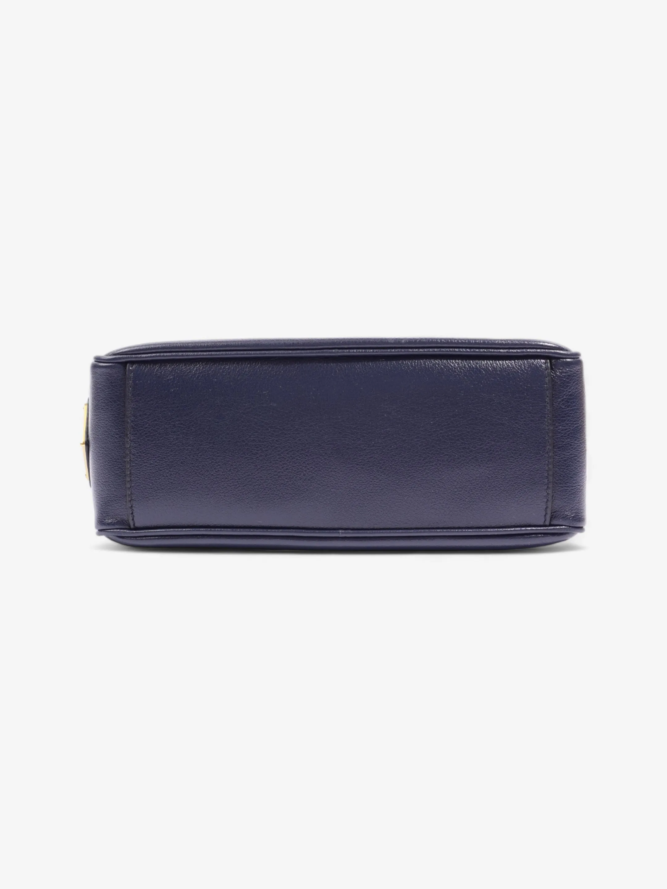Prada Logo Embossed Navy Leather