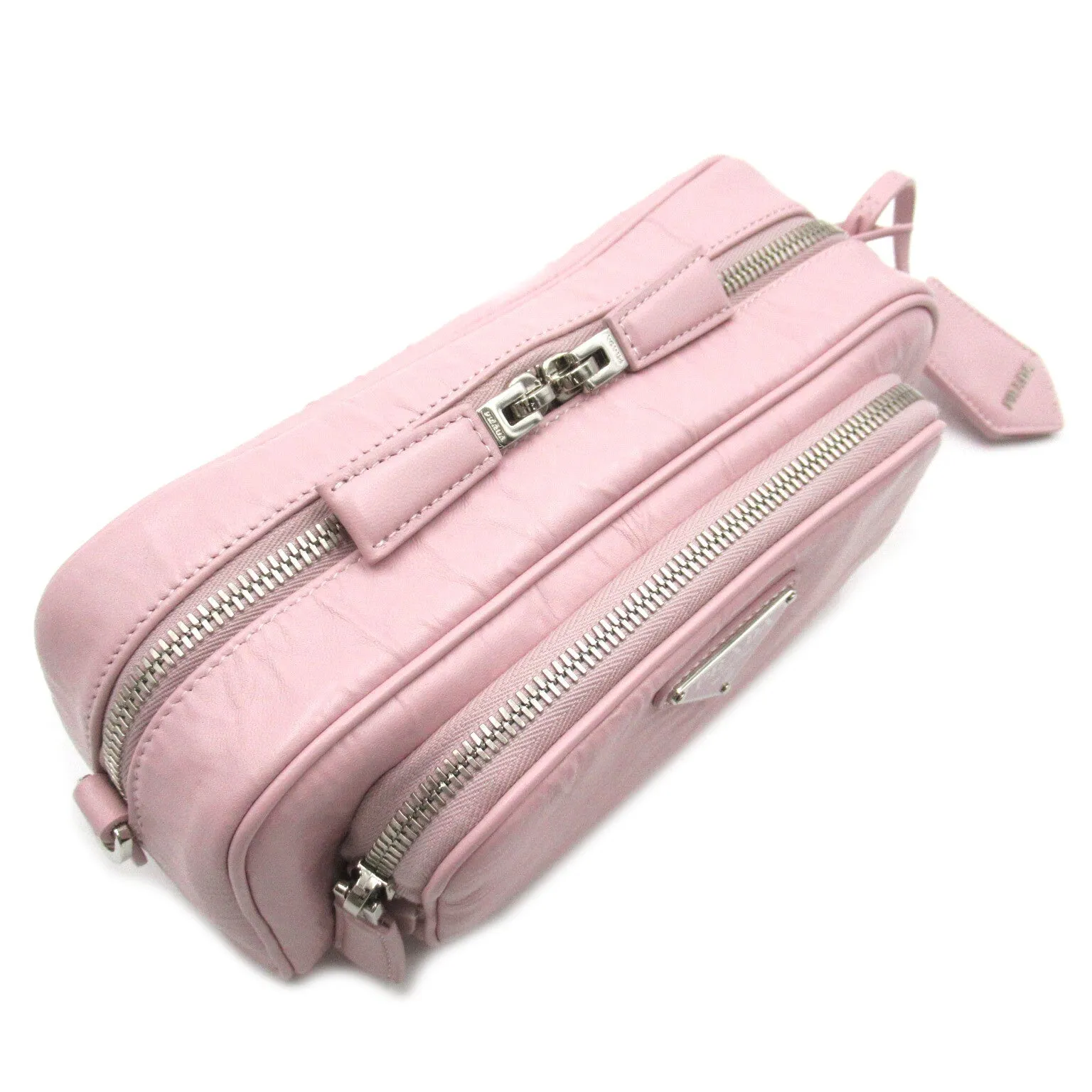 Prada Nappa Antique Leather Multi-Pocket Shoulder Bag Pink Alabaster