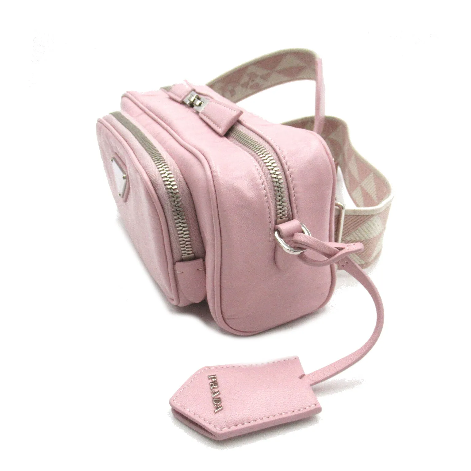 Prada Nappa Antique Leather Multi-Pocket Shoulder Bag Pink Alabaster