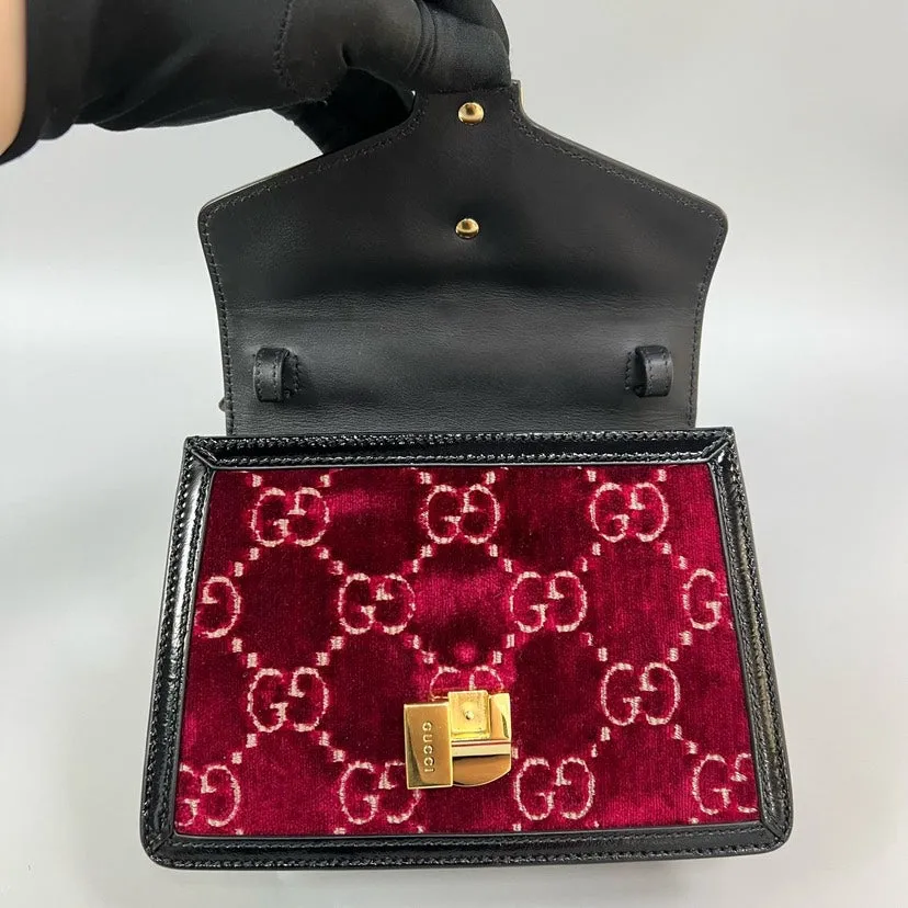 Preloved Gucci Sylvie Velvet Red Mini Crossbody Bag XJ0866