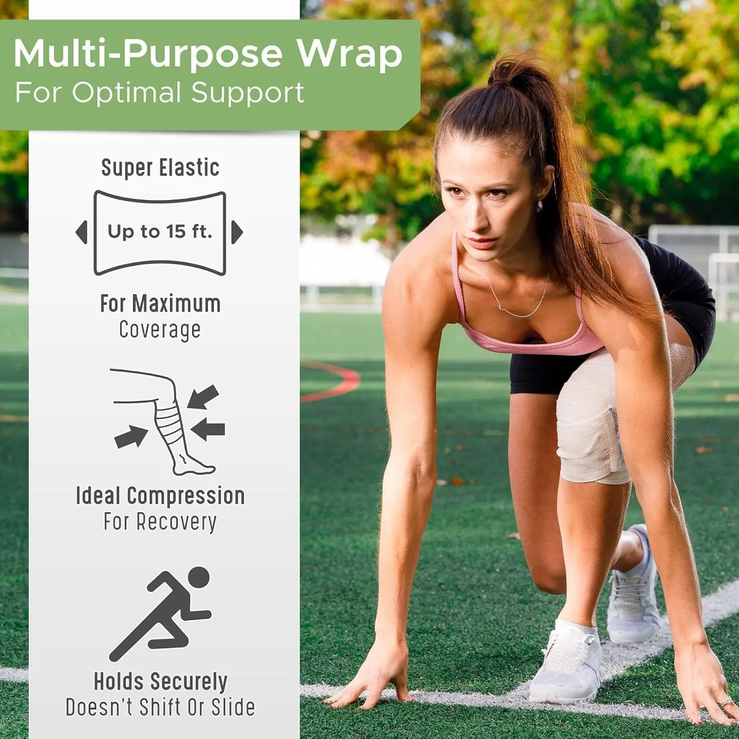Premium Elastic Bandage Wrap (6" 12 Pack) - Hook & Loop Fasteners at Both Ends - Latex Free Hypoallergenic Compression Roll - Reusable Bandages for Waist, Legs, Elbow & Knee Wrap