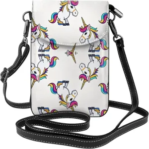 Premium PU Leather Smartphone Handbag for Women Grils - Passport, Credit Card Security Pack Removable Shoulder Strap (Mythical Fantasy Unicorn Art)