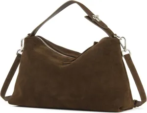 Premium Suede Leather Crossbody Bags for Women, Slouchy Suede Shoulder Bag with Adjustable Strap and Tote Handbag