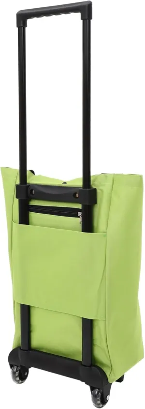 PRETYZOOM Foldable Shopping Trolley Tote Bag with Wheels Portable Rolling Grocery Cart for Easy Transport Construction for Groceries and Laundry Compact Design for Convenient Storage