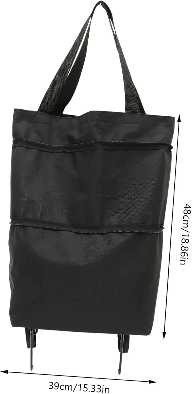 PRETYZOOM Storage Bag with Wheels Cart Wheeled Shopping Bag Travel Duffle Bag Pockets Seat Shopping Bag with