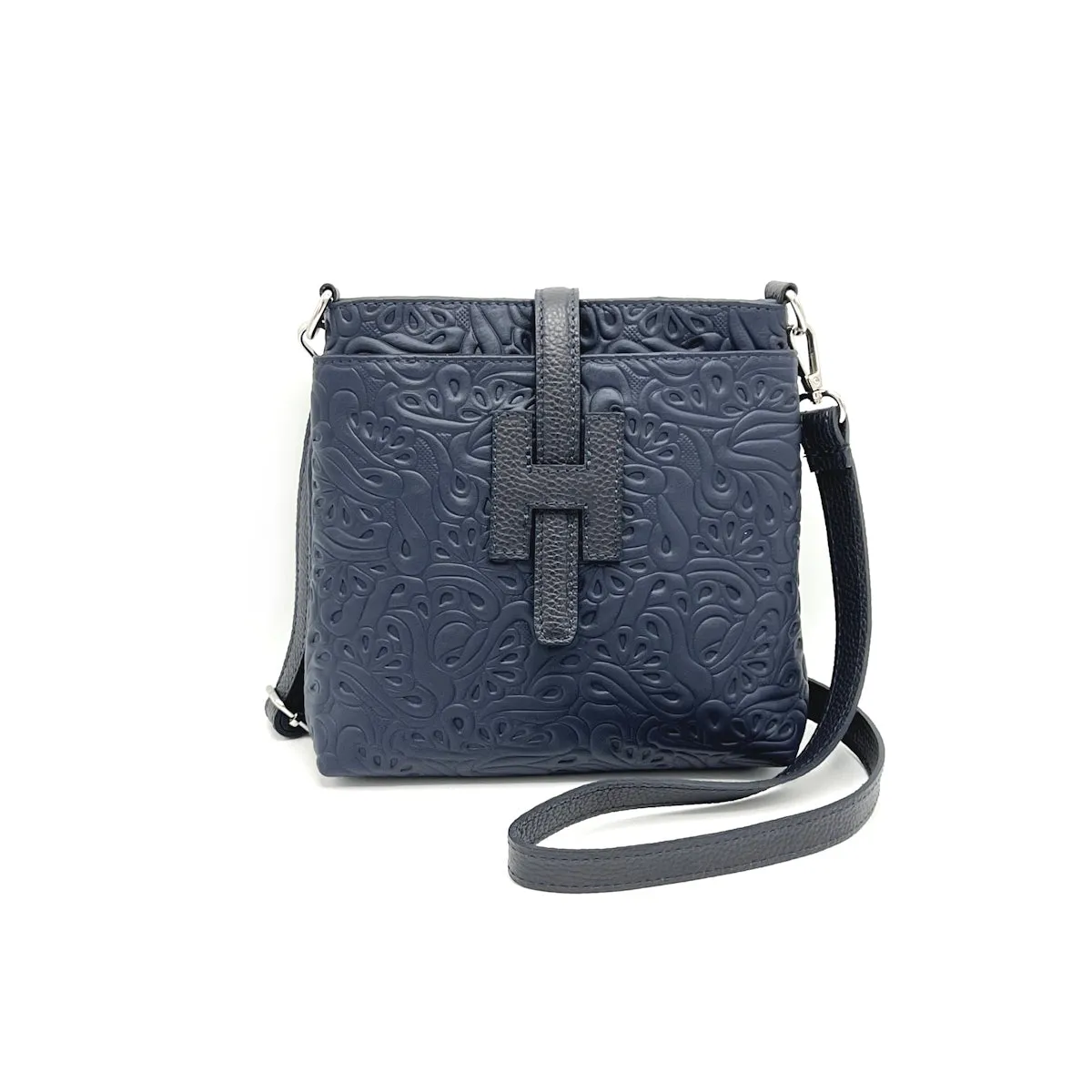 Printed leather shoulder bag, Made in Italy, art. 112608