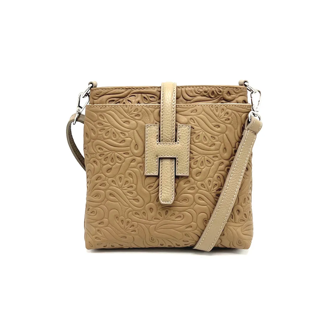 Printed leather shoulder bag, Made in Italy, art. 112608