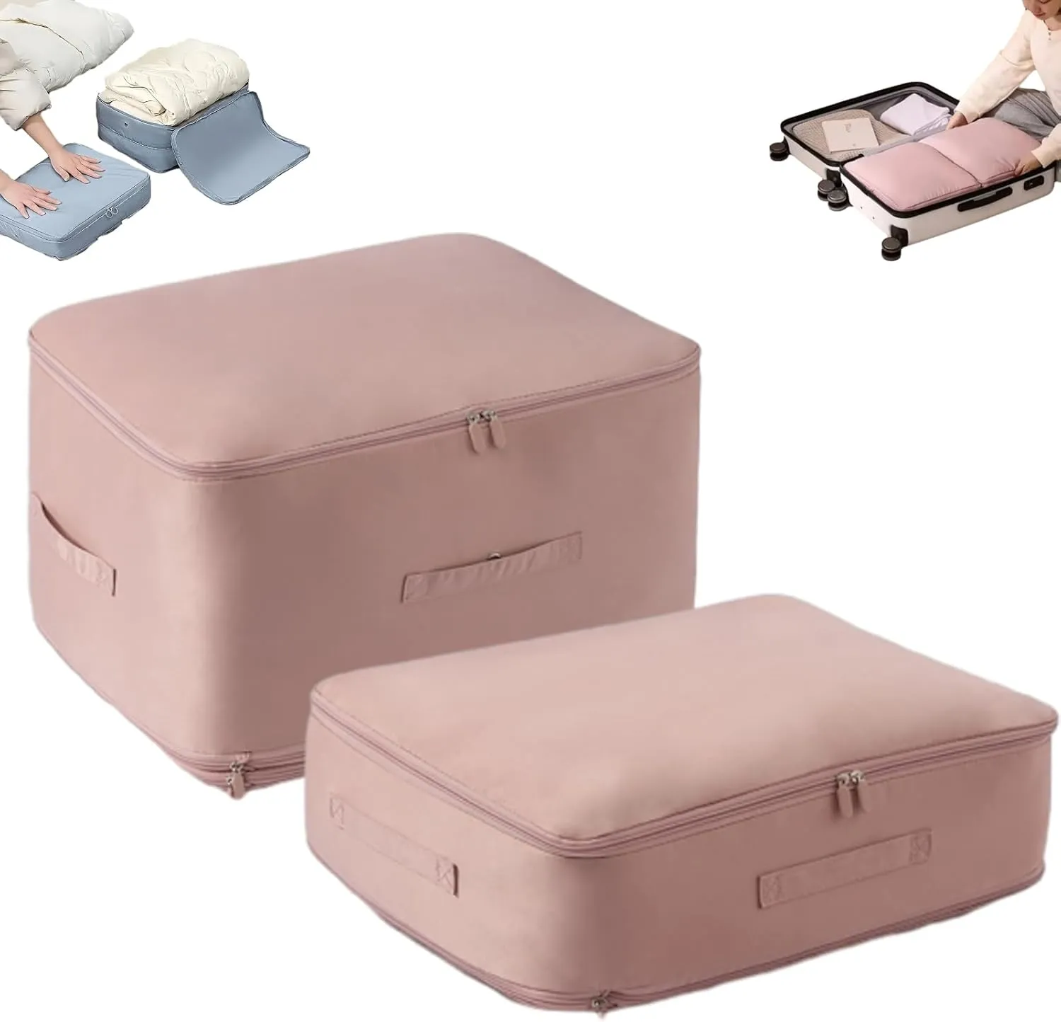 Propositionly Storage Bags, Ultra Space Saving Self Compression Organizer, Propositionly Large Capacity Portable Foldable Travel Clothes Storage Bag (Pink, Medium Large)
