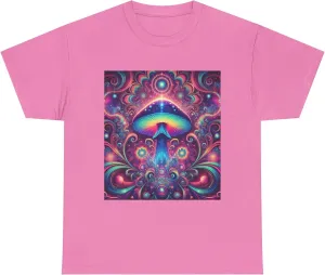 Psychedelic Cosmic Mushroom Tee - Unisex Heavy Cotton Shirt, Boho Style, Festival Wear, Unique Graphic T-Shirt, Eclectic Azalea