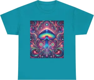 Psychedelic Cosmic Mushroom Tee - Unisex Heavy Cotton Shirt, Boho Style, Festival Wear, Unique Graphic T-Shirt, Eclectic