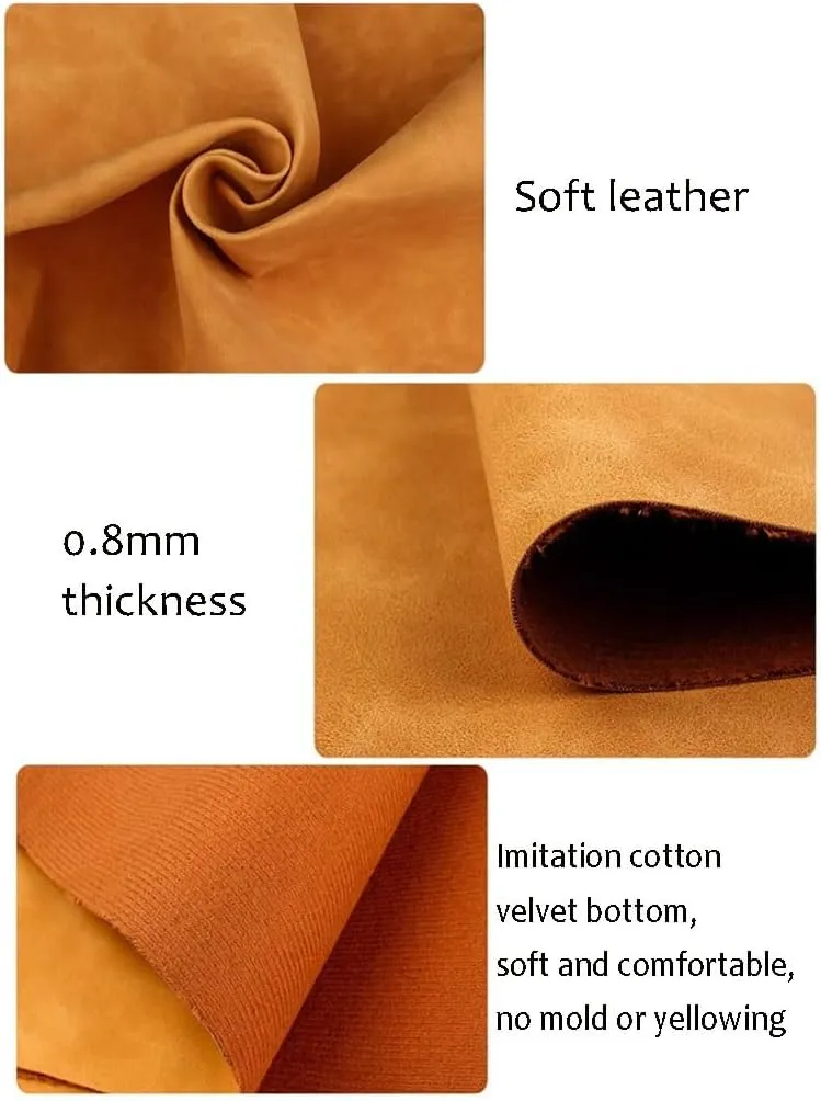 PU Fabric Leather, 39.4" x 54.3", 0.8mm Thick, Faux Synthetic Leather Material Sheets for Upholstery Craft, DIY Sewing, Sofa, Chair, Handbag, Wallet, Hair Bow, Festival Decoration, Repairing(Dark brow
