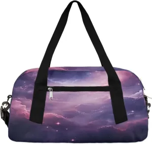 Purple Cloud Art Mist Kids Duffle Bag for Boys Girls Overnight Travel Bag Kids Duffel Bags Ballet Weekender Bag for School Gym Sport Sleepover Carry On Bag
