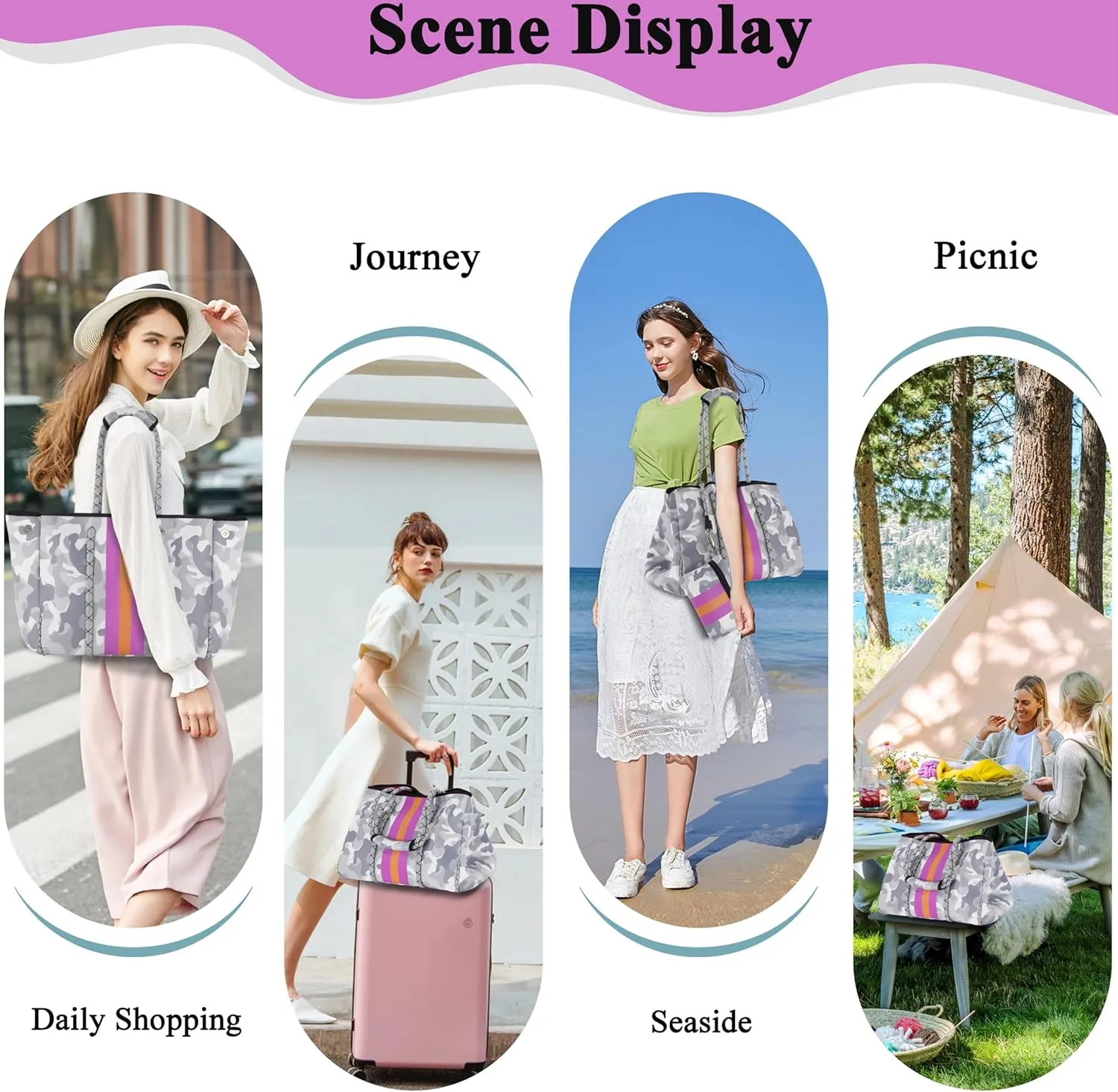 QOGiR Neoprene Multipurpose Beach Bag Tote with Inner Zipper Pocket … … … …