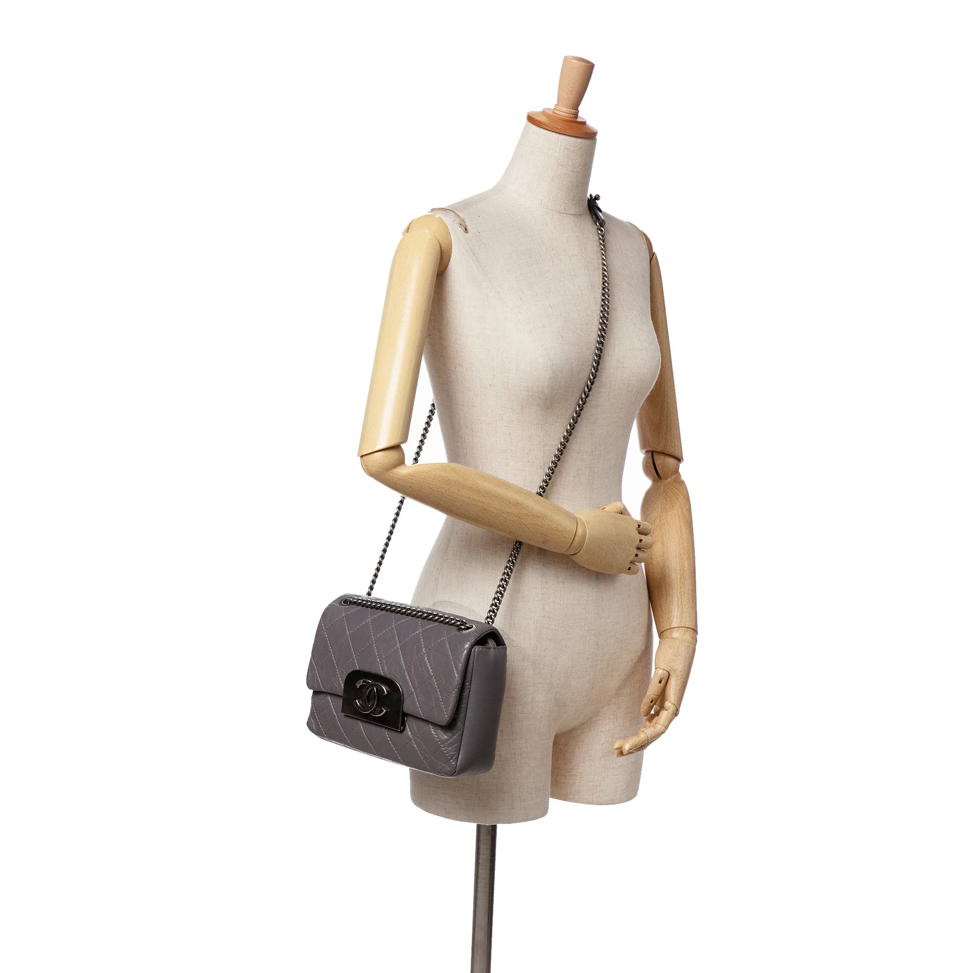Quilted Aged Calfskin CC Square Flap