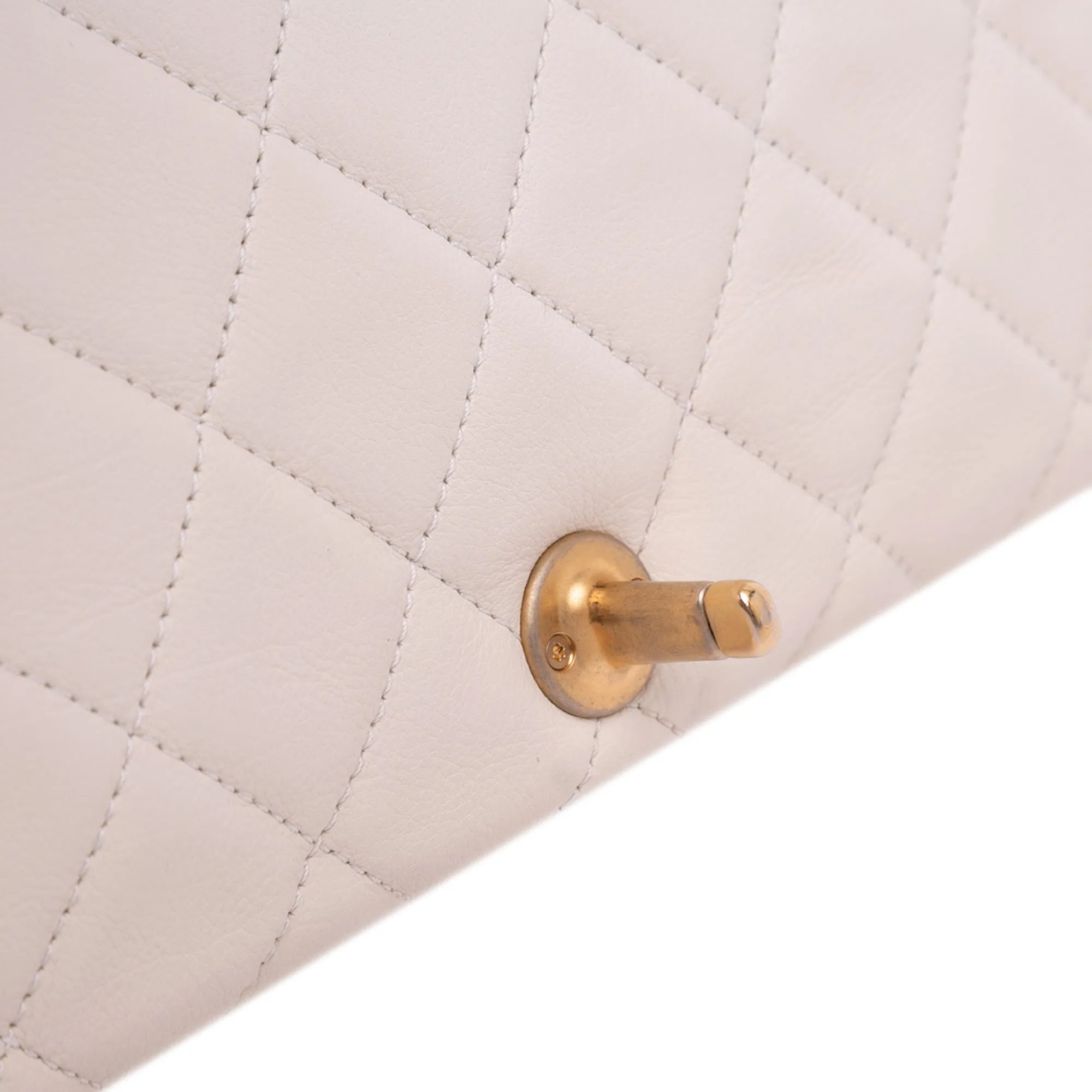 Quilted Calfskin Pearl CC Accordion Flap