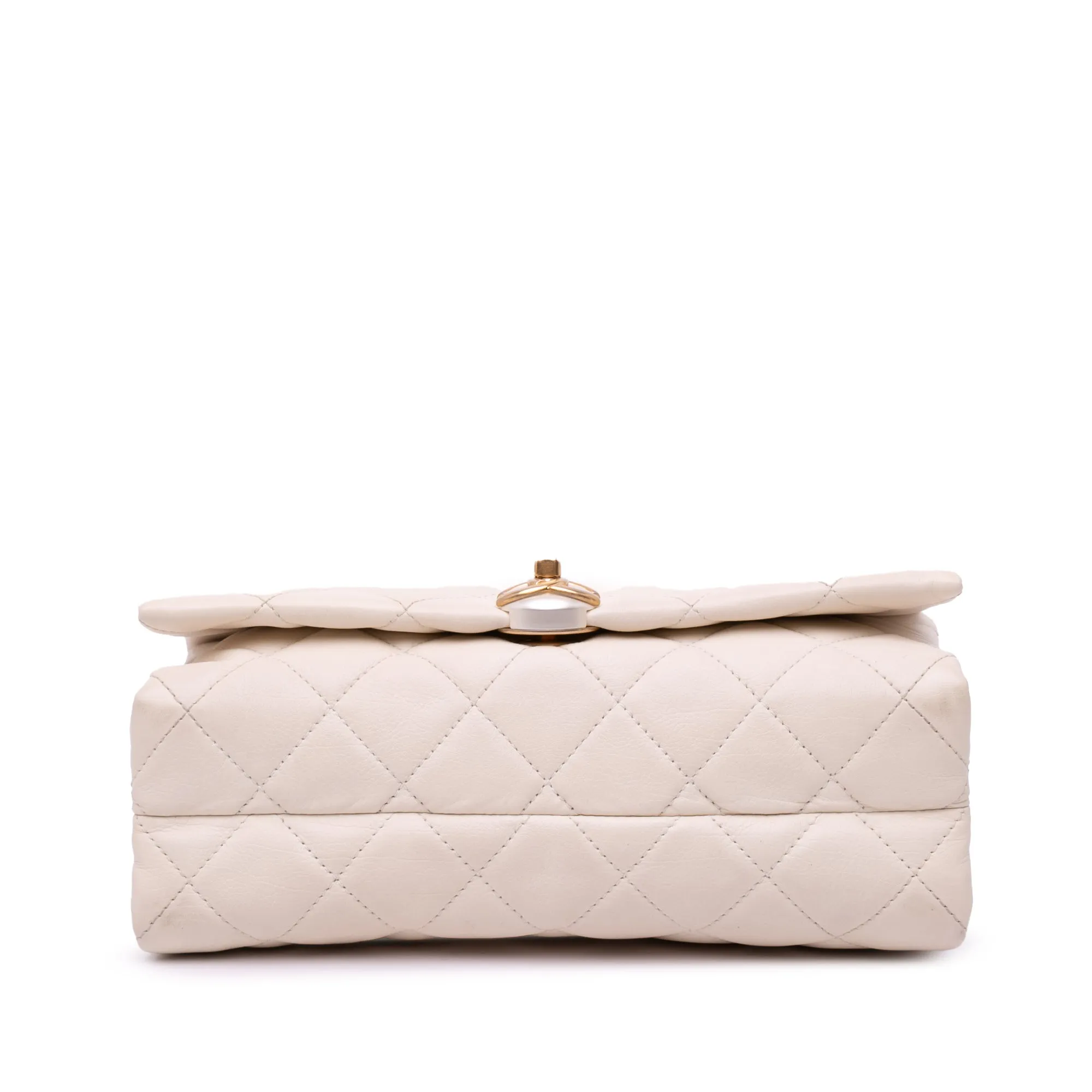 Quilted Calfskin Pearl CC Accordion Flap