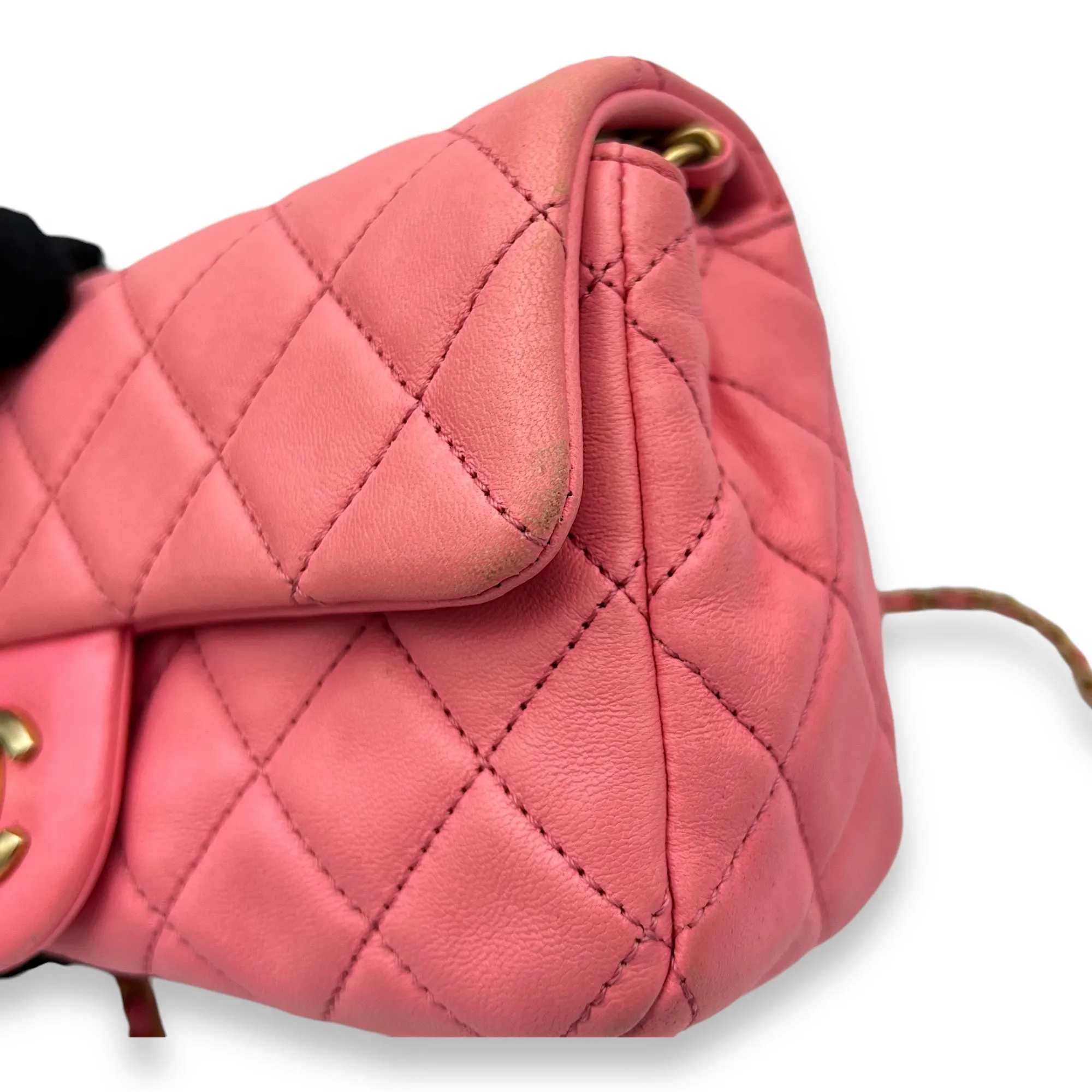 Quilted Worth the price Calfskin, hardware Pearl High-value Gold in Pink Shoulder Bag Crush